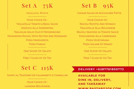 Special Italian Lunch Set Menu